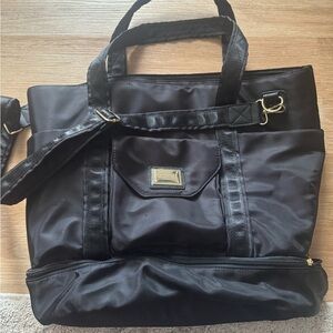 Black Travel Bag with Gold Accents